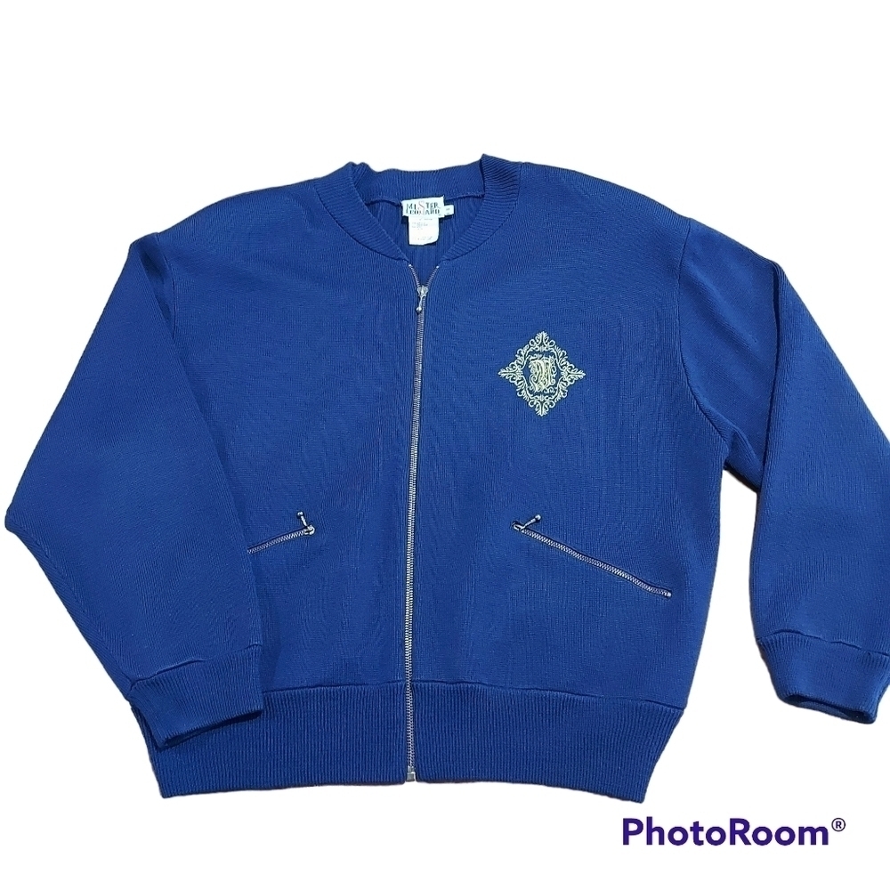 Vintage MISTER LEONARD Woolblend Full Zip Bat Sleeve Sweater Size Medium